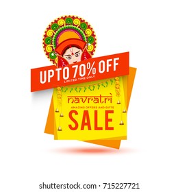 Illustration,Sale Poster Or Sale Banner For Indian Festival Of Navratri Celebration,Big Navratri sale offer background.