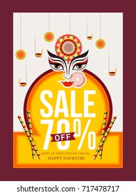 Illustration,Sale Poster Or Sale Banner For Indian Festival Of Navratri Celebration,Big Navratri sale offer background.