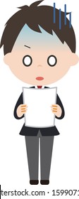 As for the illustration,shcool boy looking at test result.