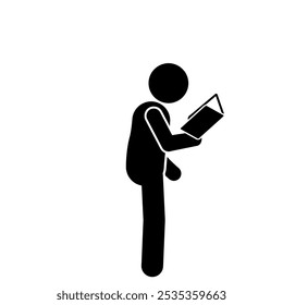 IllustrationenTickfigur beim Lesen eines Buches im Stehen