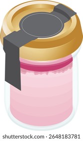 illustration:Strawberry milk pudding Bottle.With lid.Full Color Clip Arts.
