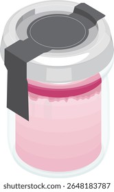 illustration:Strawberry milk pudding Bottle.With lid.Full Color Clip Arts.
