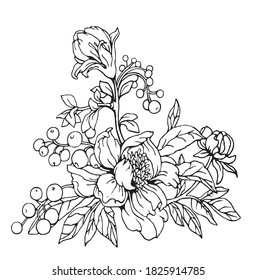Bouquet Spring Flowers Vintage Style Black Stock Vector (Royalty Free ...