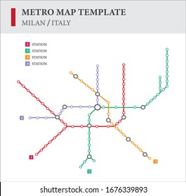 illustration/vector of metro map template,  milan city, italy, background, clear template for business presentation and marketing