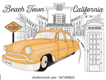 illustration-vector-hand made-drawing-vintage-car