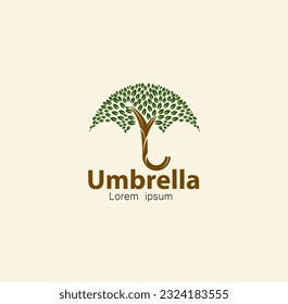 illustration,vector,umbrella logo with tree concept, earth protection eps 10
