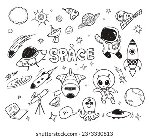 illustratioon doodle galaxy, space doodle