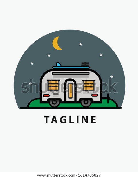 illustratior on the theme of Road trip,\
Adventure, vintage car, outdoor recreation, adventures in nature,\
vacation. vector illustration in flat\
design.
