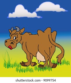 Illustratition of an Toonimal Cow-Vector