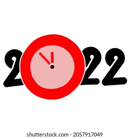Illustratiton vector graphic of year 2022 with clock shape perfect to welcome the seconds of the turn of the year