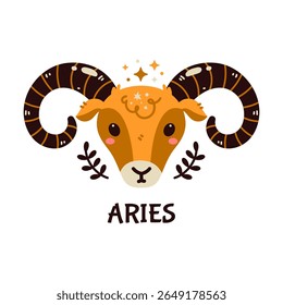 Illustrative Aries Zodiac Sign Ram Artwork
