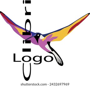 onda moderna ilustrativa del colibri del pájaro o logotipo fuerte para los negocios