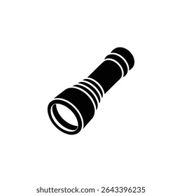 Ícone ilustrativo de lanterna preta apresenta um design minimalista, renderizado em preenchimento sólido para uso limpo e nítido em projetos de design gráfico ou Web com implementação simples.