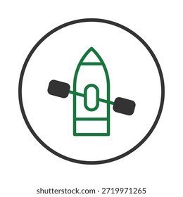Un barco ilustrativo con remos, adecuado para aventuras náuticas o actividades fluviales de ocio. Diseño de icono de contorno simplista que transmite una sensación de pasión por los viajes y los viajes acuáticos. Perfecto para