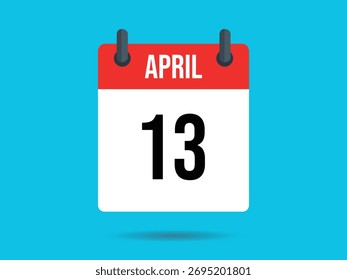 Illustrative calendar icon displaying April at the top and the number 13 in bold black numerals against a vibrant blue backdrop.