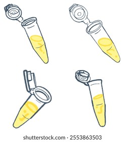 Illustrative Collection of Microcentrifuge Tubes with Liquid Contents: Key Labware for Molecular Biology and Academic Studies