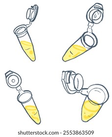 Illustrative Collection of Microcentrifuge Tubes with Liquid Contents: Key Labware for Molecular Biology and Academic Studies