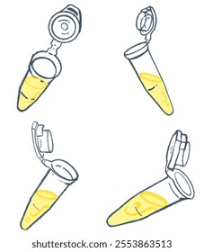 Illustrative Collection of Microcentrifuge Tubes with Liquid Contents: Key Labware for Molecular Biology and Academic Studies