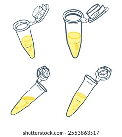 Illustrative Collection of Microcentrifuge Tubes with Liquid Contents: Key Labware for Molecular Biology and Academic Studies