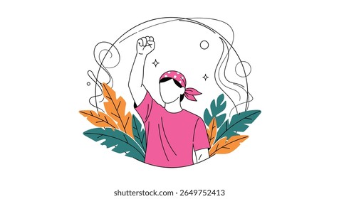 Illustrative concept of human resilience and inner strength during adversity and challenges