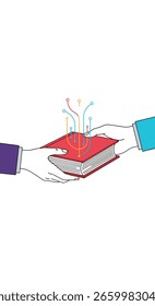 Illustrative concept of knowledge transfer and information exchange between distinct entities