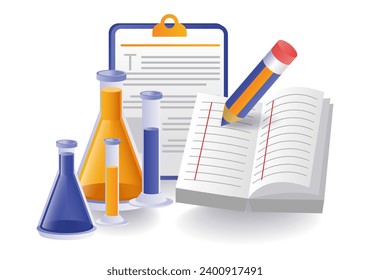 Illustrative concept of recording the results of a laboratory experiment