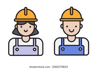 Illustrative Construction Worker Icons for Professional Use