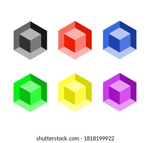 Illustrative of cube pattern with six different colors.