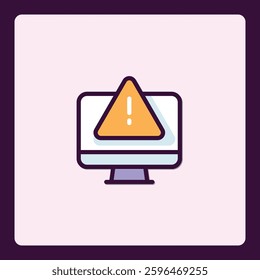 Illustrative depiction of computer with warning alert indicator graphic design