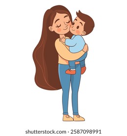 Illustrative depiction of a loving moment between a mother gracefully holding her child