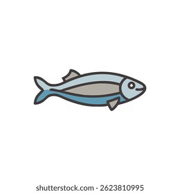 An illustrative design of an anchovy fish, suitable for fishing and culinary themes.