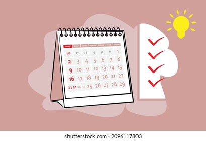 illustrative design of planning schedule notes on calendar. vector