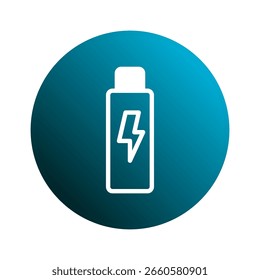 Illustratives Design mit einem Symbol für das Aufladen von Batterien auf einem blauen Farbverlauf, das Technologie und Energie demonstriert
