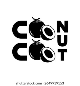 Illustrative design showcasing a creative use of coconuts blended within typography, presenting a modern and fresh visual composition.