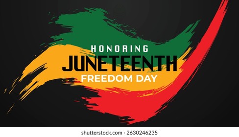 An illustrative design symbolizing unity and freedom in celebration of Juneteenth, incorporating traditional colors and motifs.