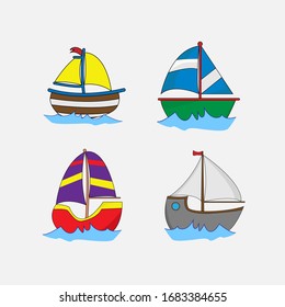 Illustrative design of various boat shapes