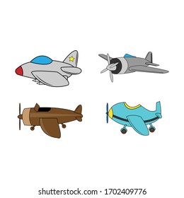 Illustrative design of various cartoon airplane shapes