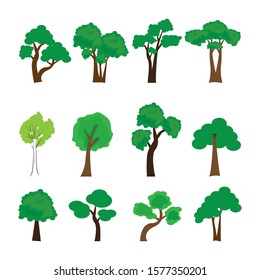 Illustrative design of various tree shapes