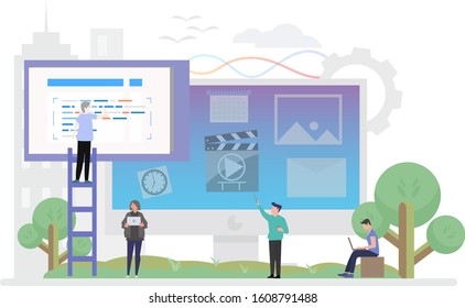 Illustrative design of web creation concepts. Suitable for web landing page, ui, mobile app, editorial design, flyer, banner, and other related occasion