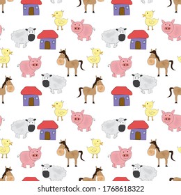Illustrative designs of pattern various cute animal hand drawings