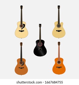 Illustrative designs of various forms of guitar musical instruments