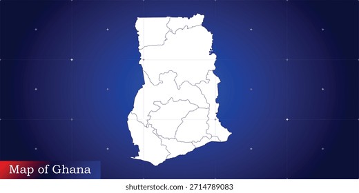 Mapa digital ilustrativo de Ghana. Tecnología, noticias de última hora, documental y concepto político.