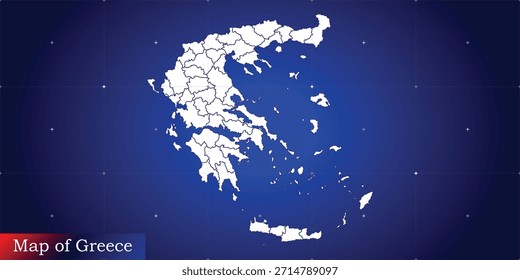 Mapa digital ilustrativo de Grecia. Tecnología, noticias de última hora, documental y concepto político.