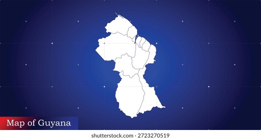 Mapa digital ilustrativo de Guyana. Tecnología, noticias de última hora, documental y concepto político.