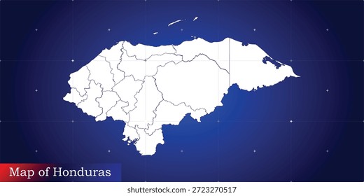 Mapa digital ilustrativo de Honduras. Tecnología, noticias de última hora, documental y concepto político.