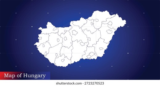 Mapa digital ilustrativo de Hungría. Tecnología, noticias de última hora, documental y concepto político.