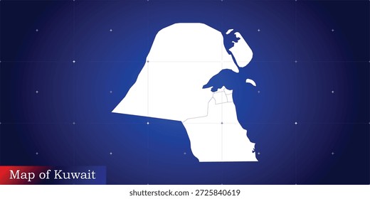 Illustrative digitale Karte von Kuwait. Technologie, aktuelle Nachrichten, Dokumentarfilm und Politik Konzept.