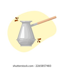 illustrative editorial device for making coffee - coffee turk, coffee, coffee drinks. Vector image for menu or advertising banner