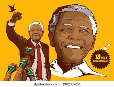 illustrative editorial Nelson Mandela, The first president to be elected according to the democratic process correctly, Served as during 1994-1999 as South Africa first black president.
