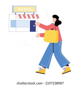 Un vector plano ilustrativo de la comercialización de productos 